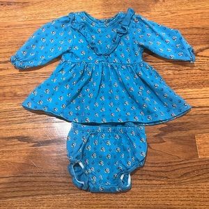 💯 organic cotton girls dress and matching bloomers 3mo